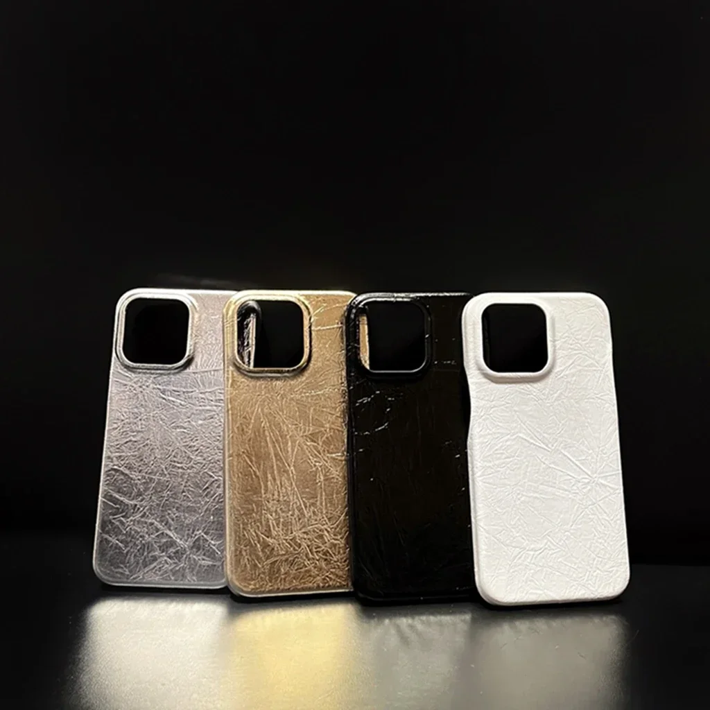 Simplicity Solid Color Wrinkle Pattern Leather Cover Case For iPhone 15 14 13 Pro Max Shockproof Protective Phone Case