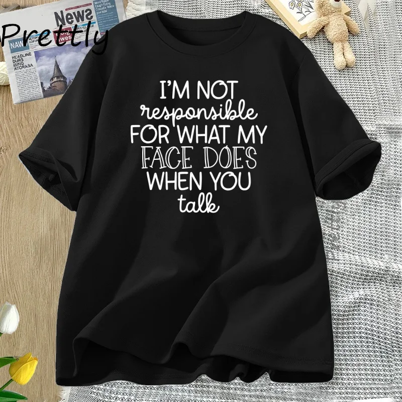 

Женская забавная футболка «I'm Not Responsible», летняя хлопковая женская футболка с короткими рукавами, свободные топы в стиле Харадзюку, футболки