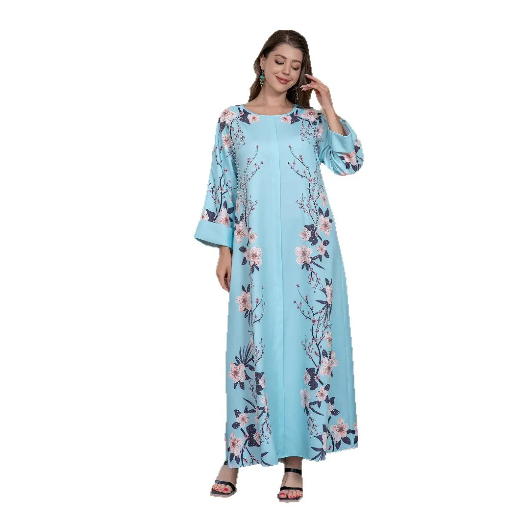 

Amazon hot-selling Middle East robe cross-border Muslim dress print Saudi Arabia Abaya dress cw73193