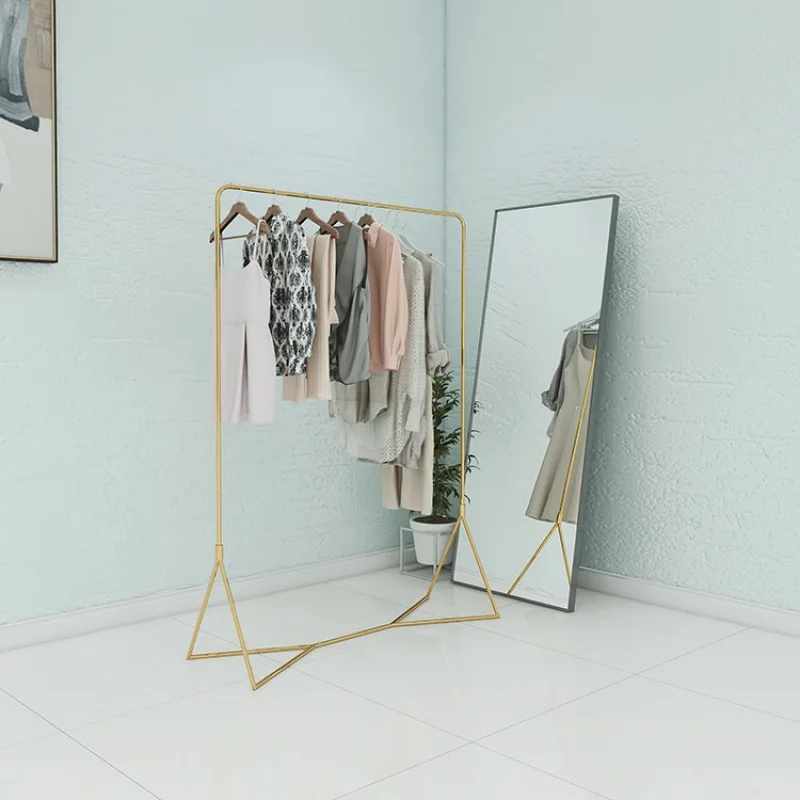 Custom, Retail Shop Goud Roestvrij Staal Vrouwen Kleding Display Rek Kleding Opknoping Plank