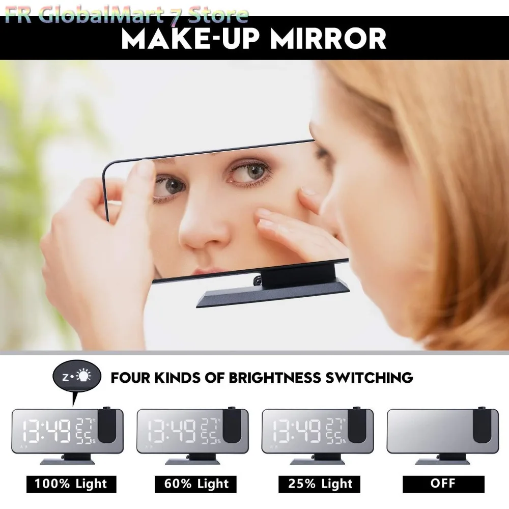 شاشة LED رقمية USB استيقاظ راديو FM جهاز عرض الوقت طاولة الأسبوع مع تاريخ درجة الحرارة والرطوبة ديكور عرض ساعة المنزل على مدار الساعة