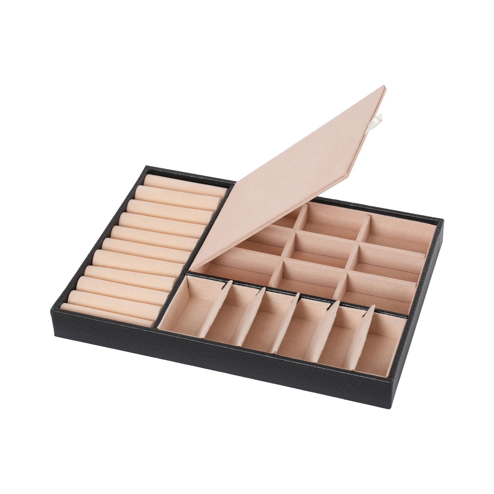 2-lagige abschließbare Schmuckaufbewahrungsbox mit herausnehmbaren Trennwänden, Schreibtisch-Organizer für Ringe, Ohrringe, Armbänder, Halsketten, Broschen, für den täglichen Schmuckaufbewahrungszweck auf dem Schminktisch zu Hause. – Detail 22