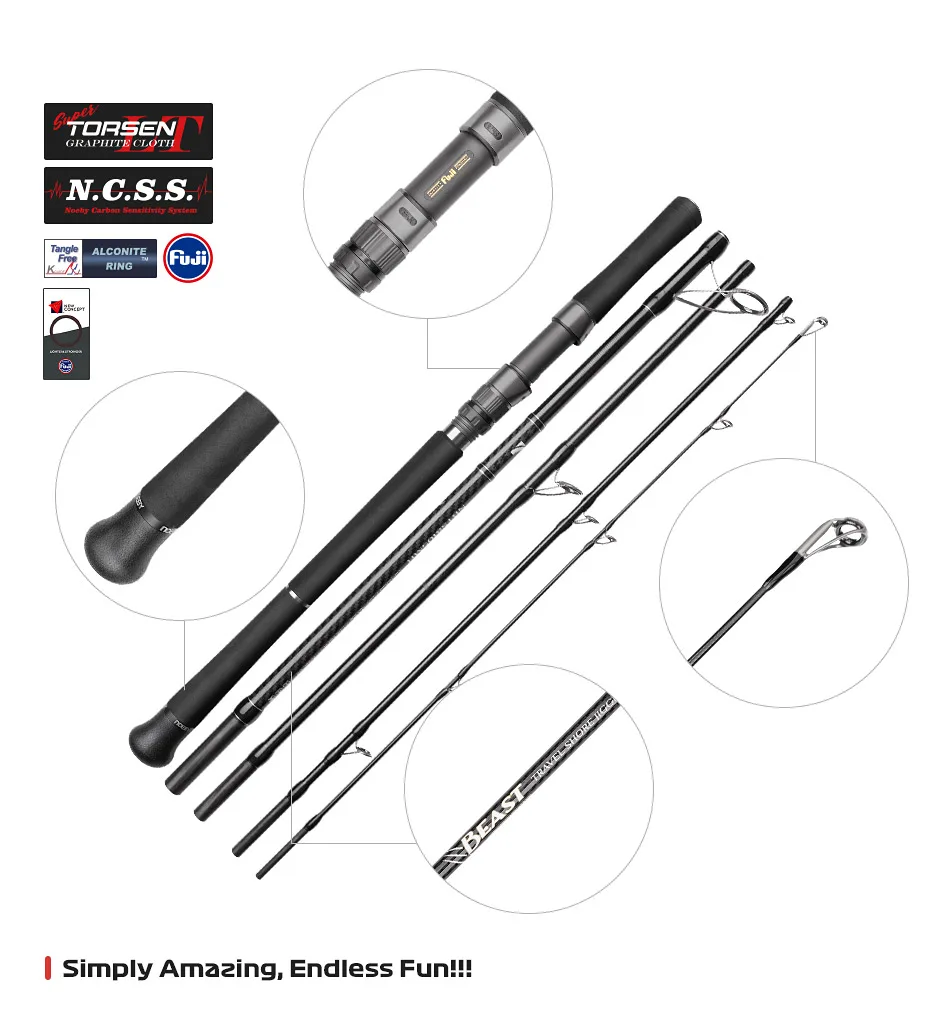 NOEBY Beast Reise-Shore-Jigging-Rute 2,9m 5-teilig Tragbare Spinnrute Max. Ködergewicht 80g Fuji-Komponenten Salzwasser – Detail 8