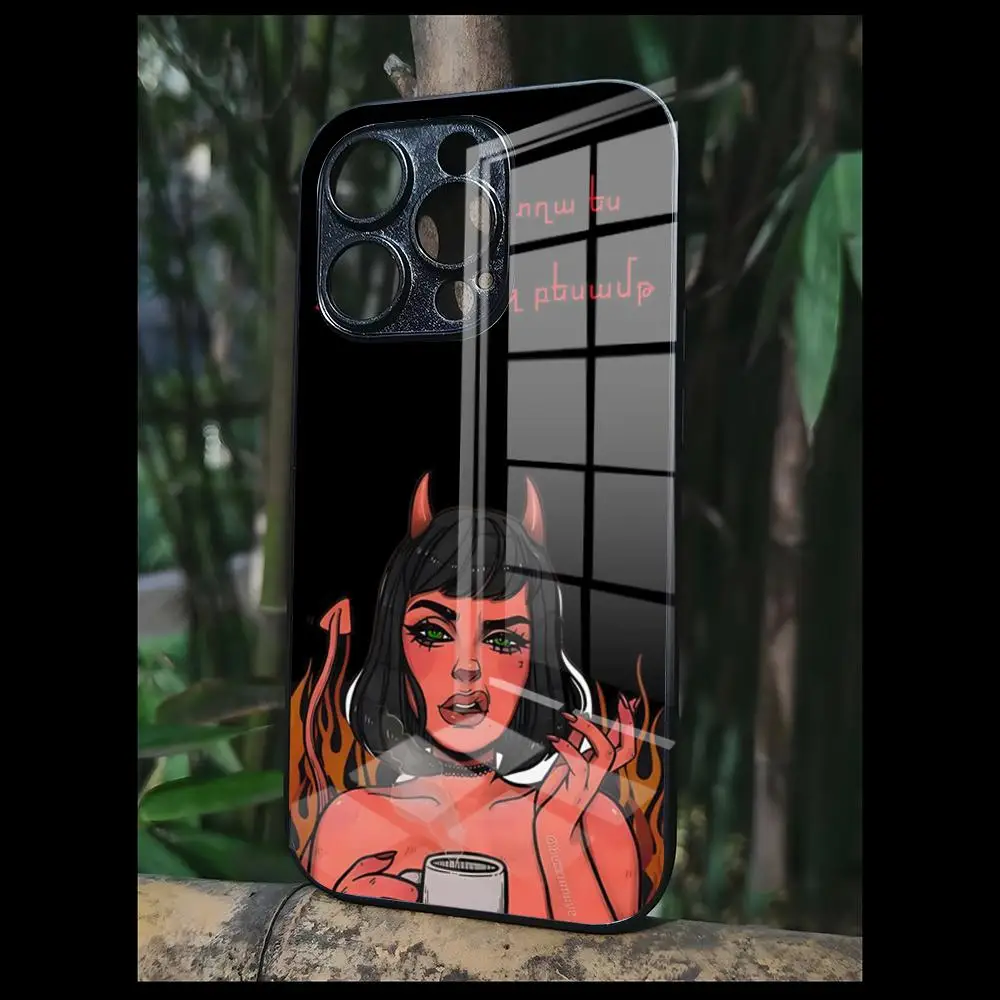 Moda Diavolo Ragazza Per OPPO A 55 54 One Plus 8T 92s A93s A94 95 8 9 7 Pro FindX3 X5PRO RENO4 RENO7 Reno4se 5F 6Z Copertura In Vetro