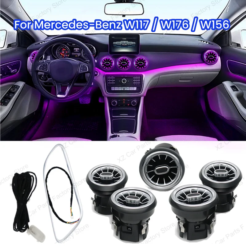 12/64 Kolory oświetlenia otoczenia dla Mercedes-Benz A CLA GLA W176 W117 W156 Turbine Air Vent Ambient Light Kit Colors Vents Car Parts