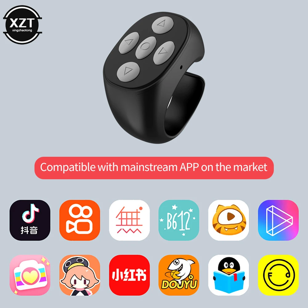 Wireless Bluetooth-compatible Ring Remote Control Mini Portable Fingertip Selfie Video Controller Automatic Page Turner Browsing