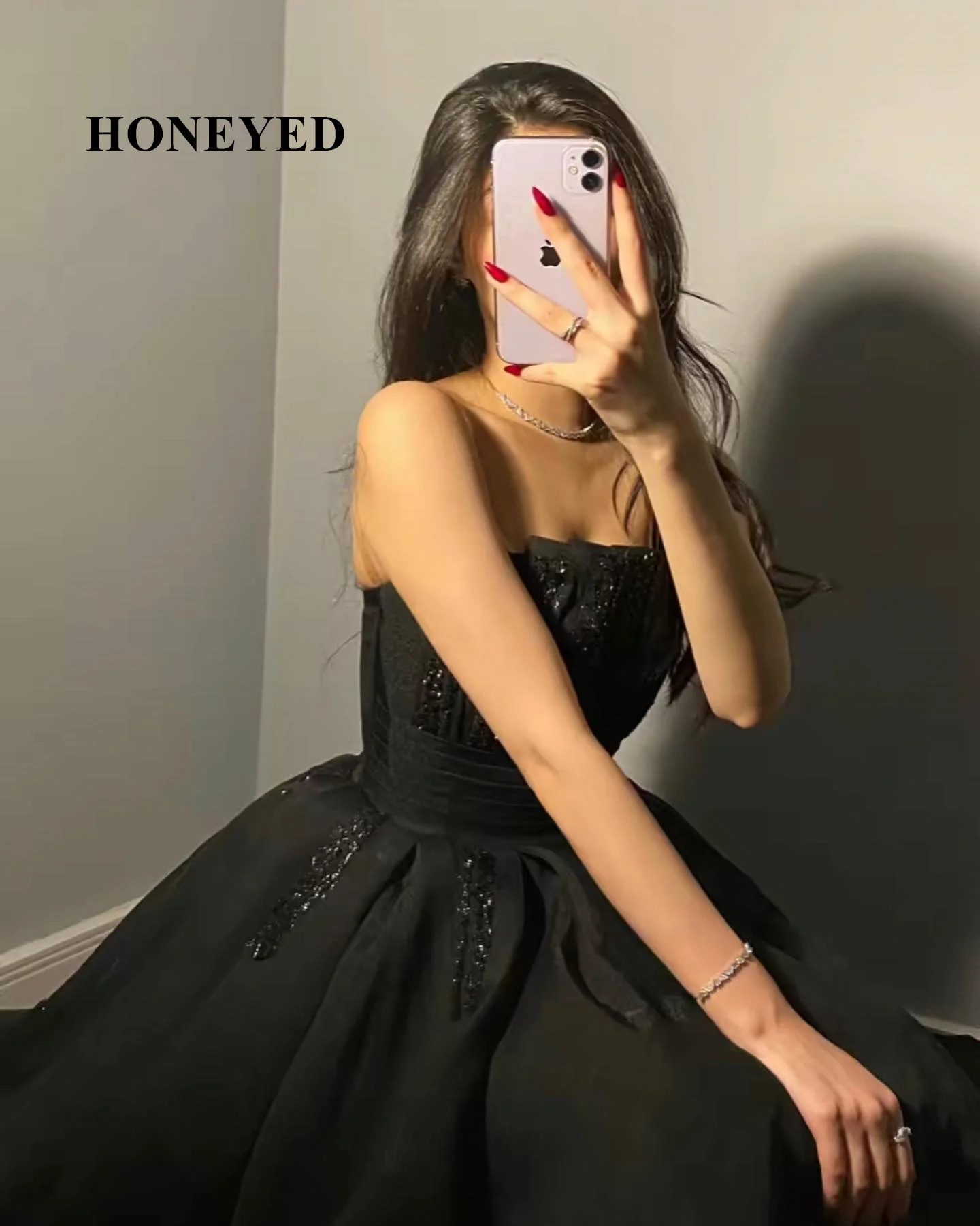 Honeyed 2023 Homecoming Scalloped Neckline SweepTrain Formal Occasion Dresses Prom Wedding Party Ball-gown Evening for Women