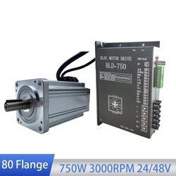 NEMA BLDC 80mm Brushless Motor with BLDC-750 Driver 48V 750W 3000rpm Square Flange 80mm Body Length 145mm