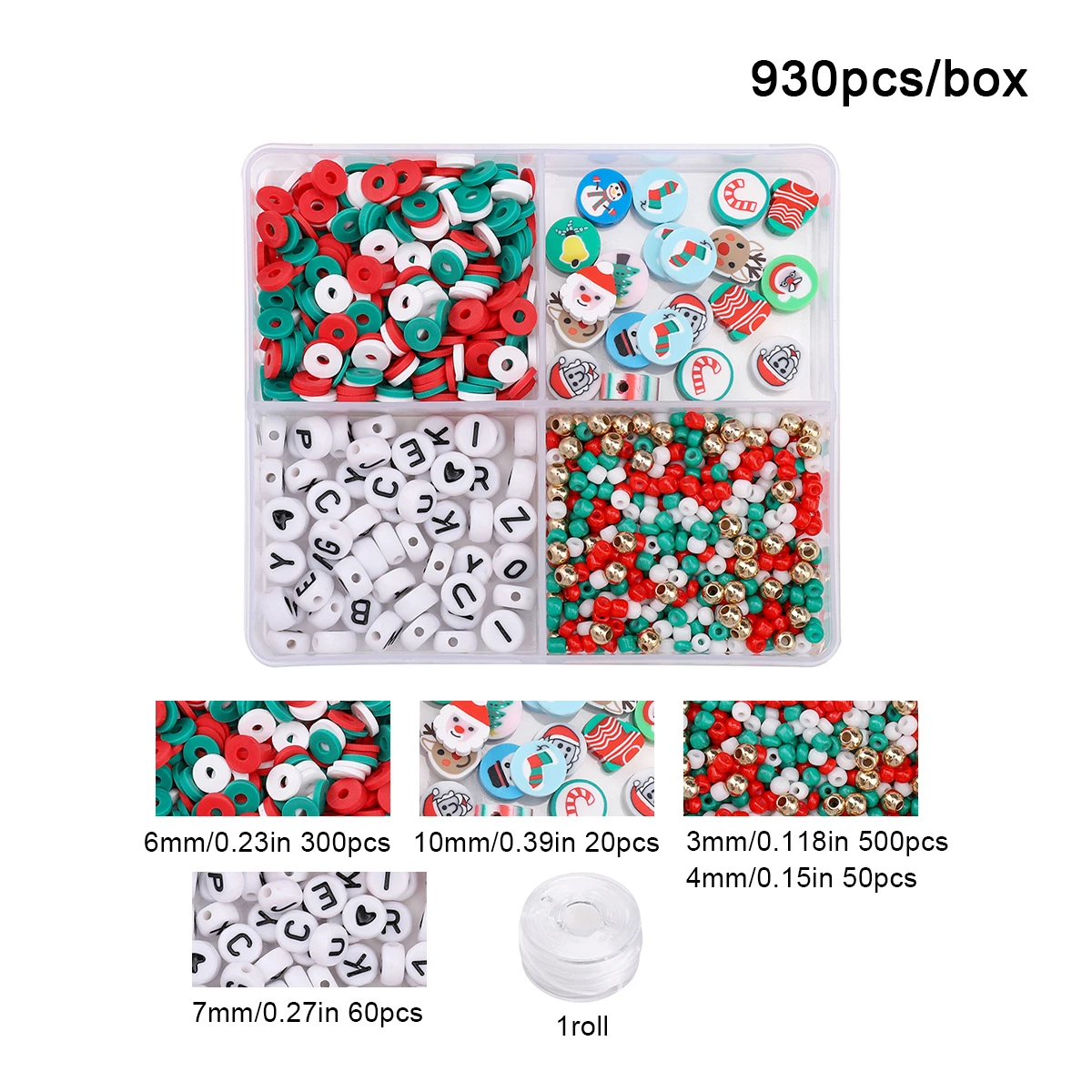 Christmas Series Of Soft Ceramic Beads Letter Beads Crystal Beads Kits Handmade DIY Bracelets Necklaces Holiday Accessories - view 4