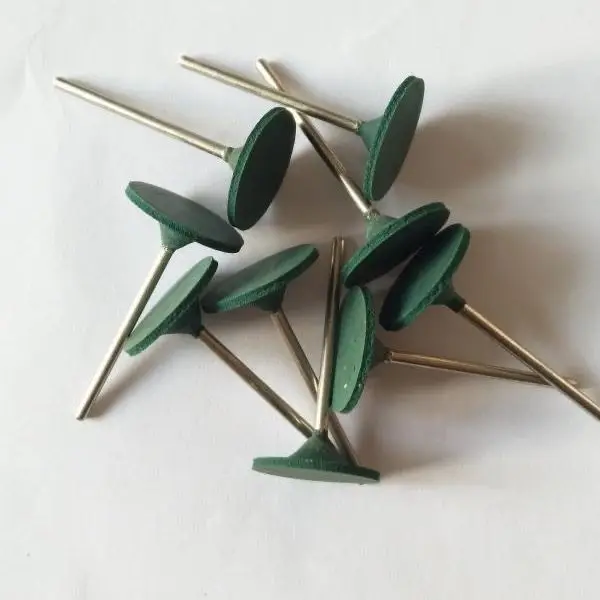 100pcs Polishing Wheel with Handle Green Rubber Wheel Special Green Silicone Wheel with Handle Wheels s