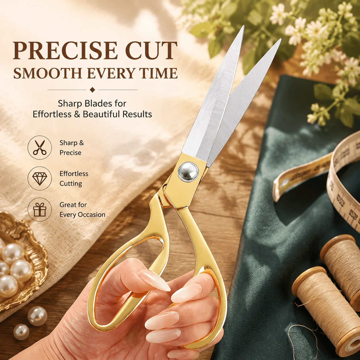 Durable Tailor Scissors - Sharp, Suitable for Fabric and Faux Leather, Multi-functional High-Quality, Featuring Sharp