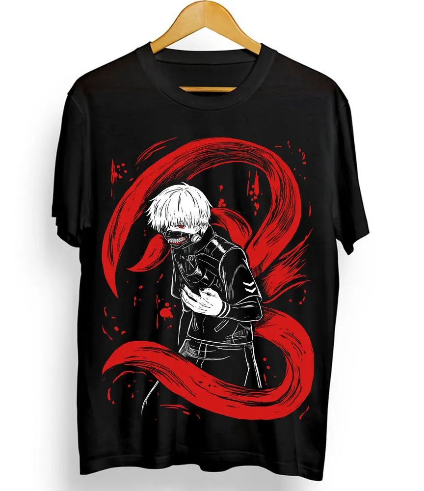 Tokyo Ghoul T-Shirt Ken Kaneki Manga Strip Horror Anime Black Shirt Tee All Size