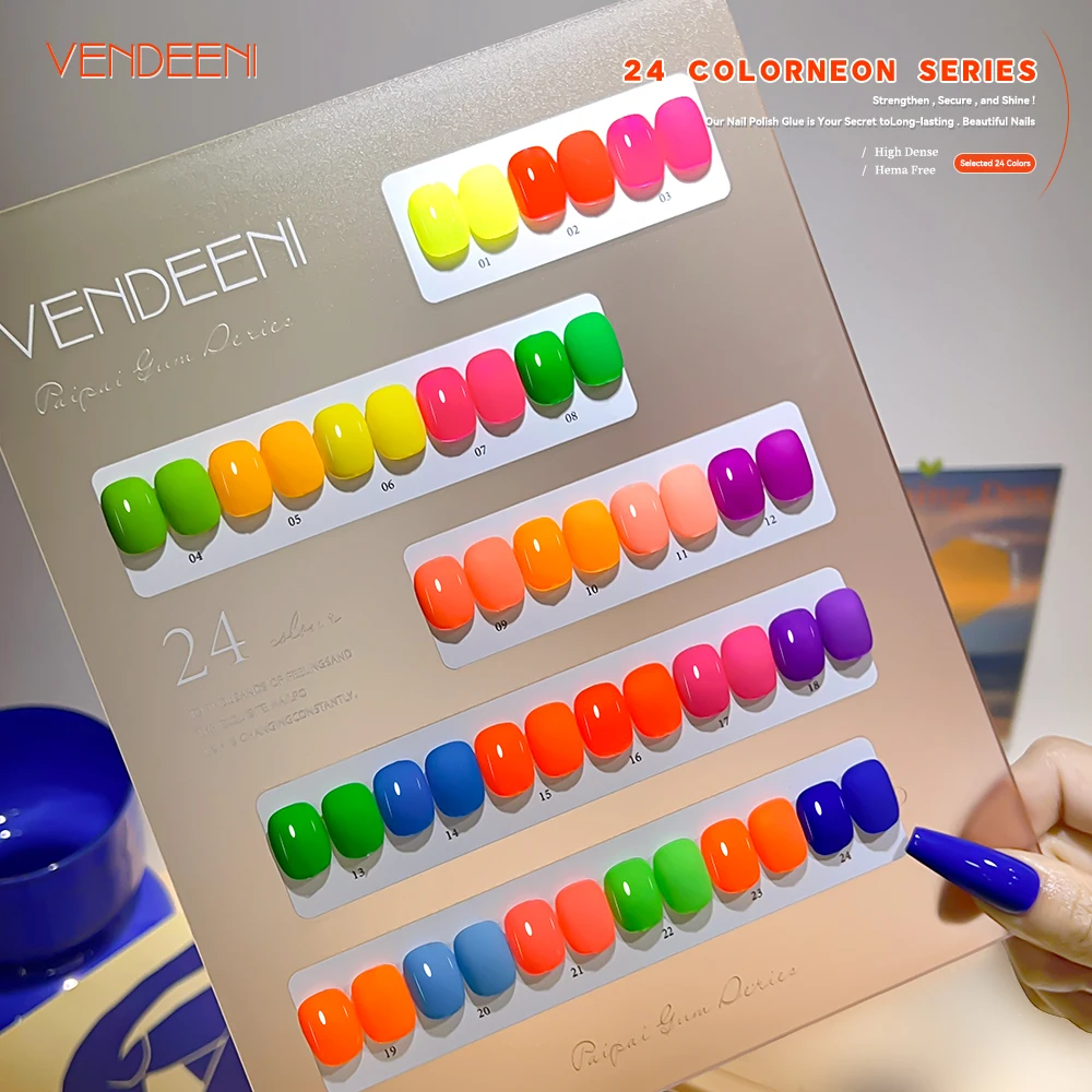 Vendeeni TPO HEMA Free Neon Glaze Gel Nagellack Heißer Verkauf Nail art 24 farben Gel Nagellack Set Professionelle Nagel lieferant