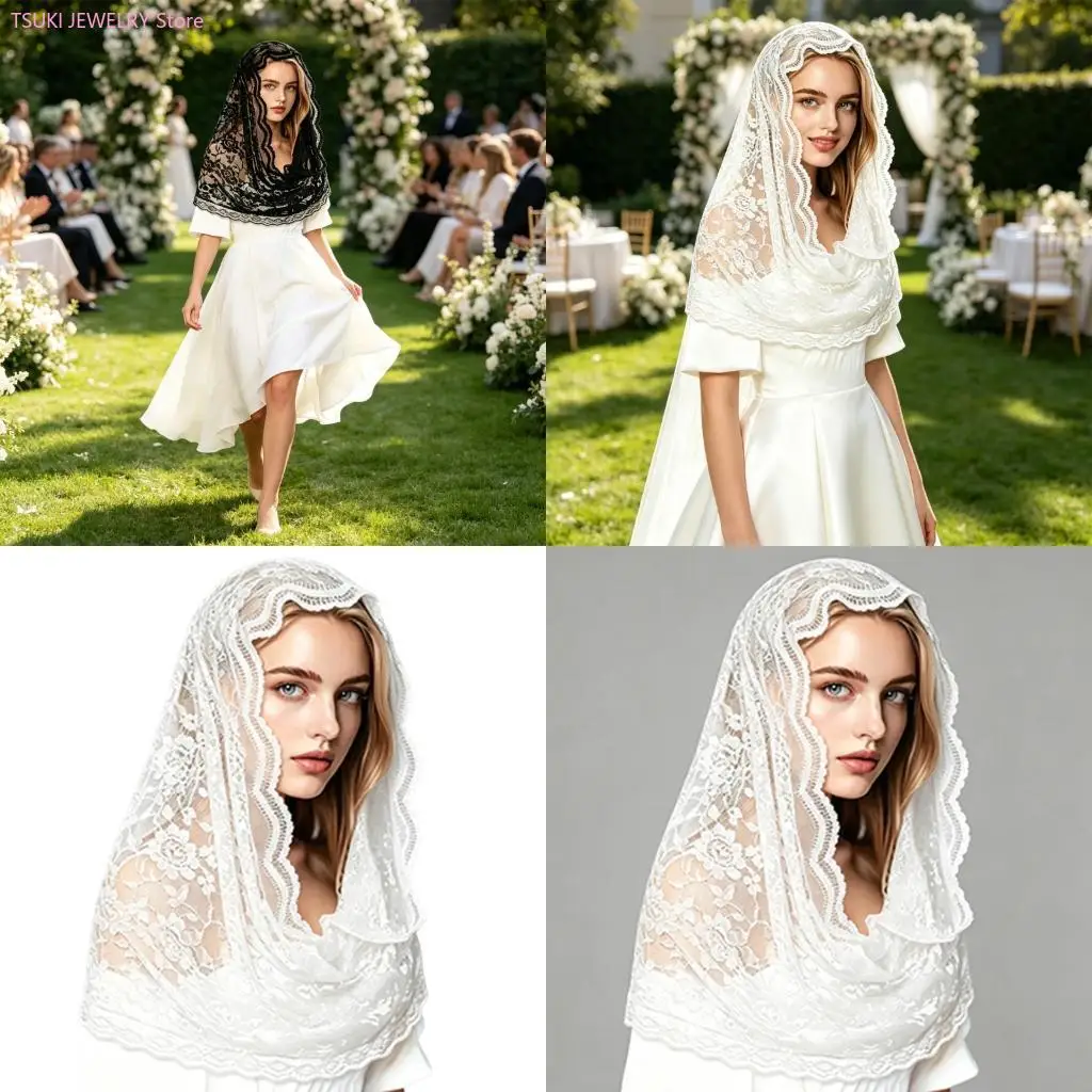62KE Stylish Lace Embellished Scarf Lightweight Covering for Warm Weather Shade