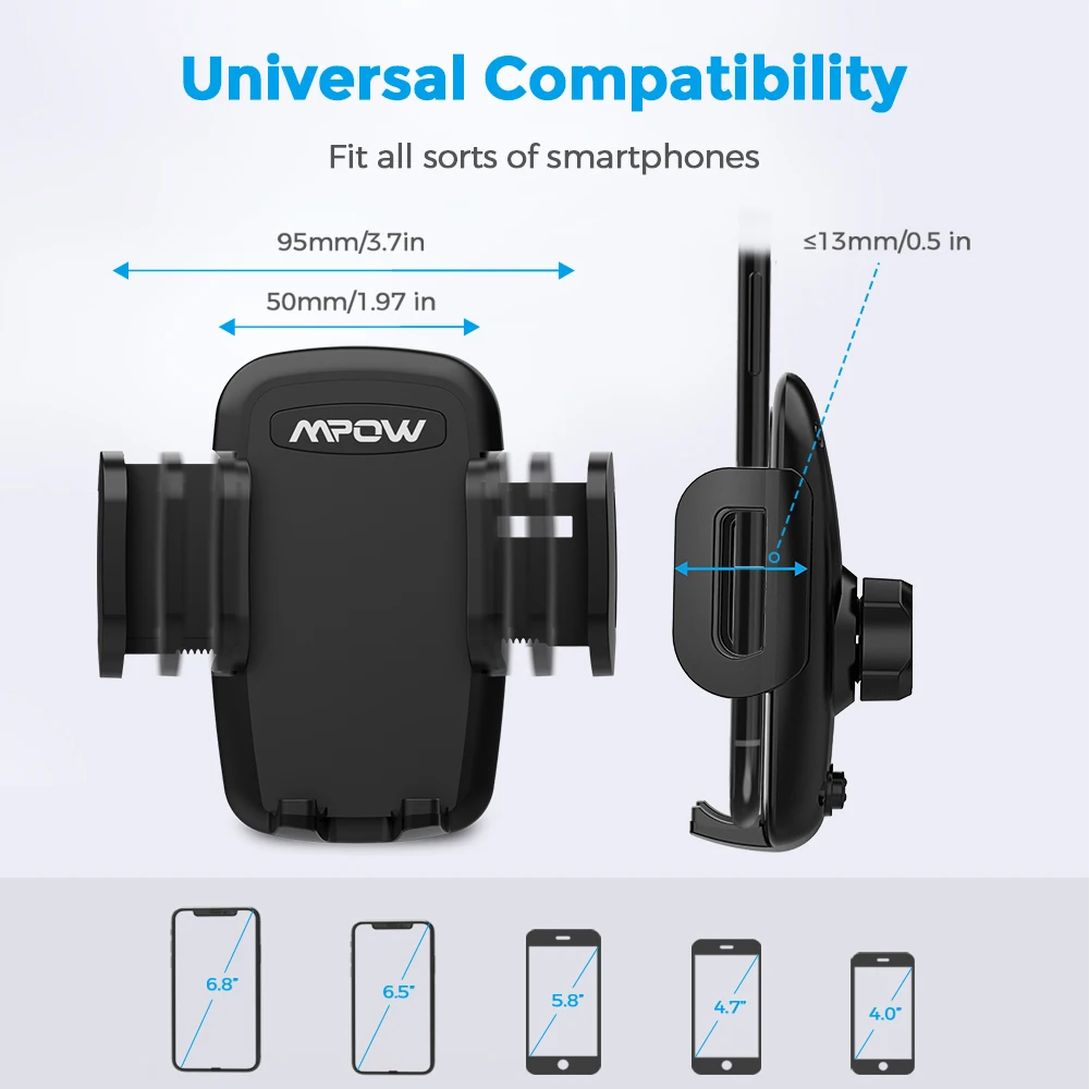 Mpow CA086 Universal Car Phone Mount Air Vent Dashboard 3-Level Clamp Size Phone Holder for iPhone 15 Pro Max Samsung Galaxy S24