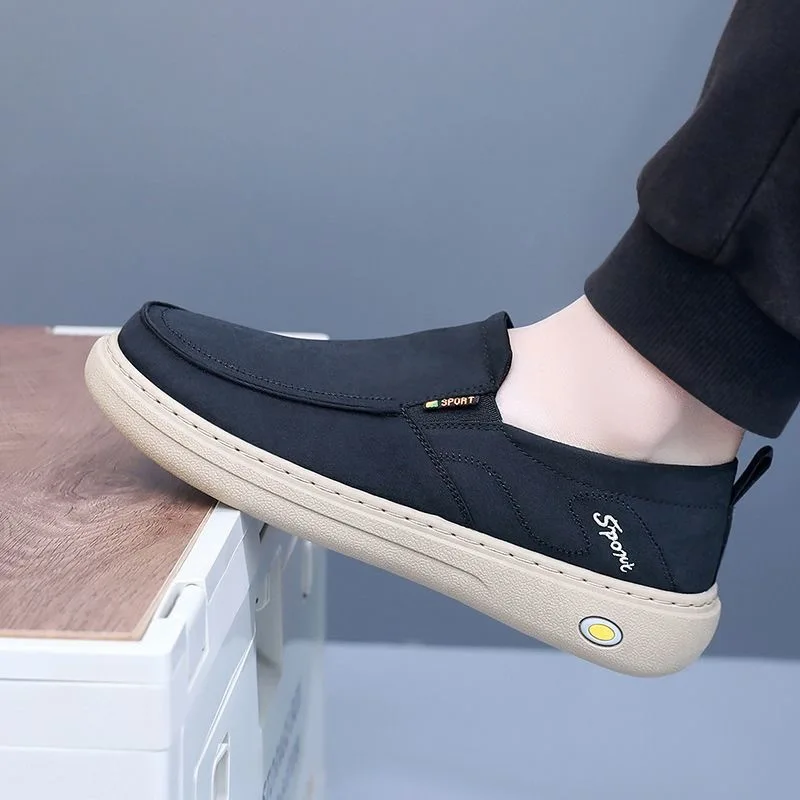 

Plus Size Men Casual Slip on Loafer Shoes Black Suede Soft Flat Sole Lightweight Comfort Outdoor Walking Lazy Leisure Sneakers