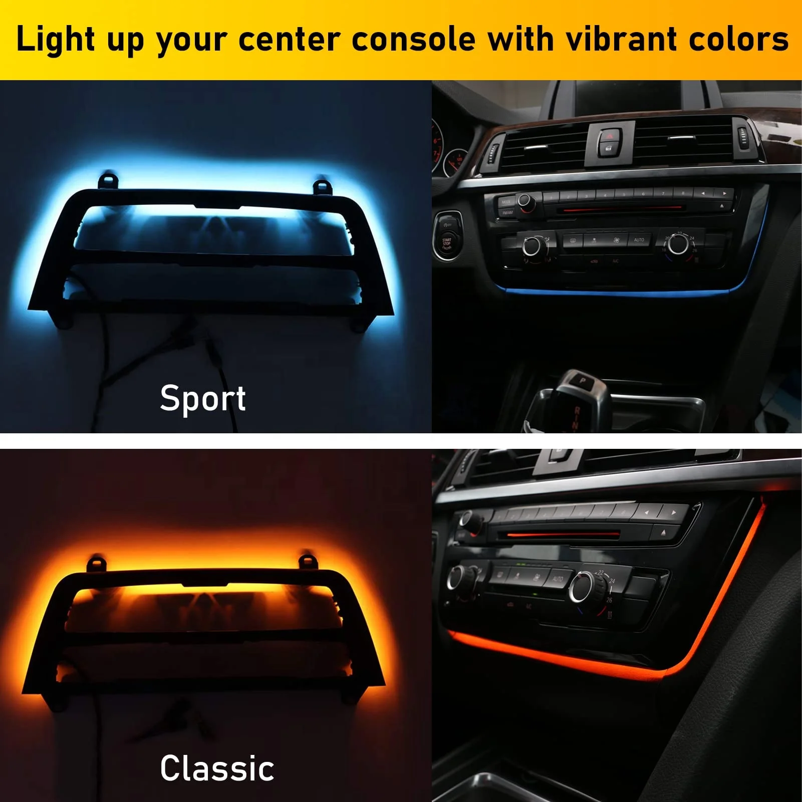 Blue and Orange Light Car Radio Panel For BMW 3 Series 4 Series F30 F31 F32 F32 F33 F34 F36 F80 2Color Center Console AC Panel