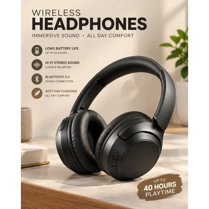 for Bluetooth Headset Foldable Comfortable Enlarged HiFi Heavy Bass Factory New Model Wireless Earphones
