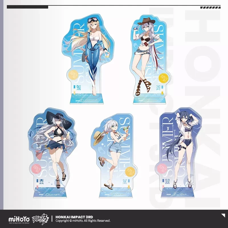 

3D Game Honkai Impact 3 Cosplay Statue Summer Cruise Accessories Anime Swimwear Stand Bronya Kiana Acrylic Figures Ornaments