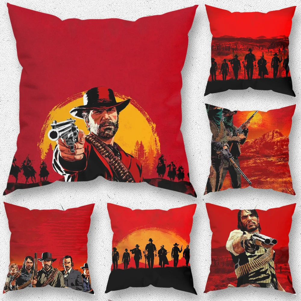 R-Red D-Dead Redemption 2 Pillow Case For Home Bedroom Room Decoration Living Room Sofa Cushion Cover Suitable