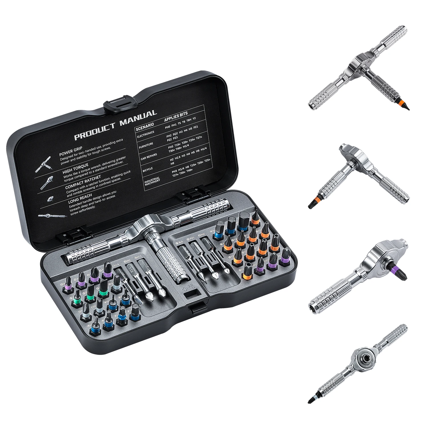 

Exclusive Brand VMAN Tool Set—Equipped with Smooth Gearless Ratchet, Magnetic Design, S2 Steel Bits, Ultimate Repair Companion