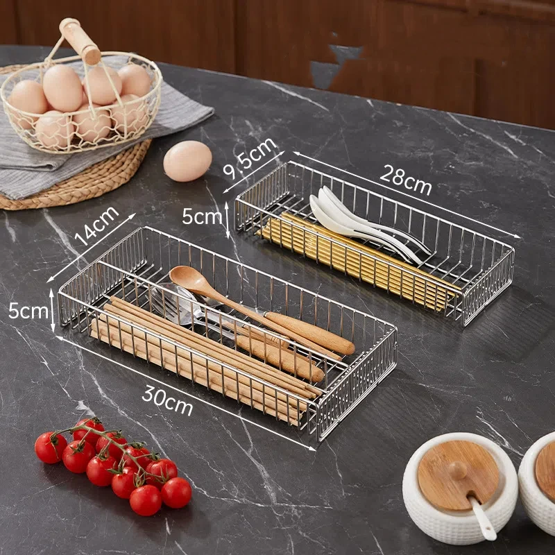 Kitchen Disinfection Cabinet Chopstick Box 304 Stainless Steel Drain Chopsticks, Cage Chopsticks Knife and Fork Storage Basket