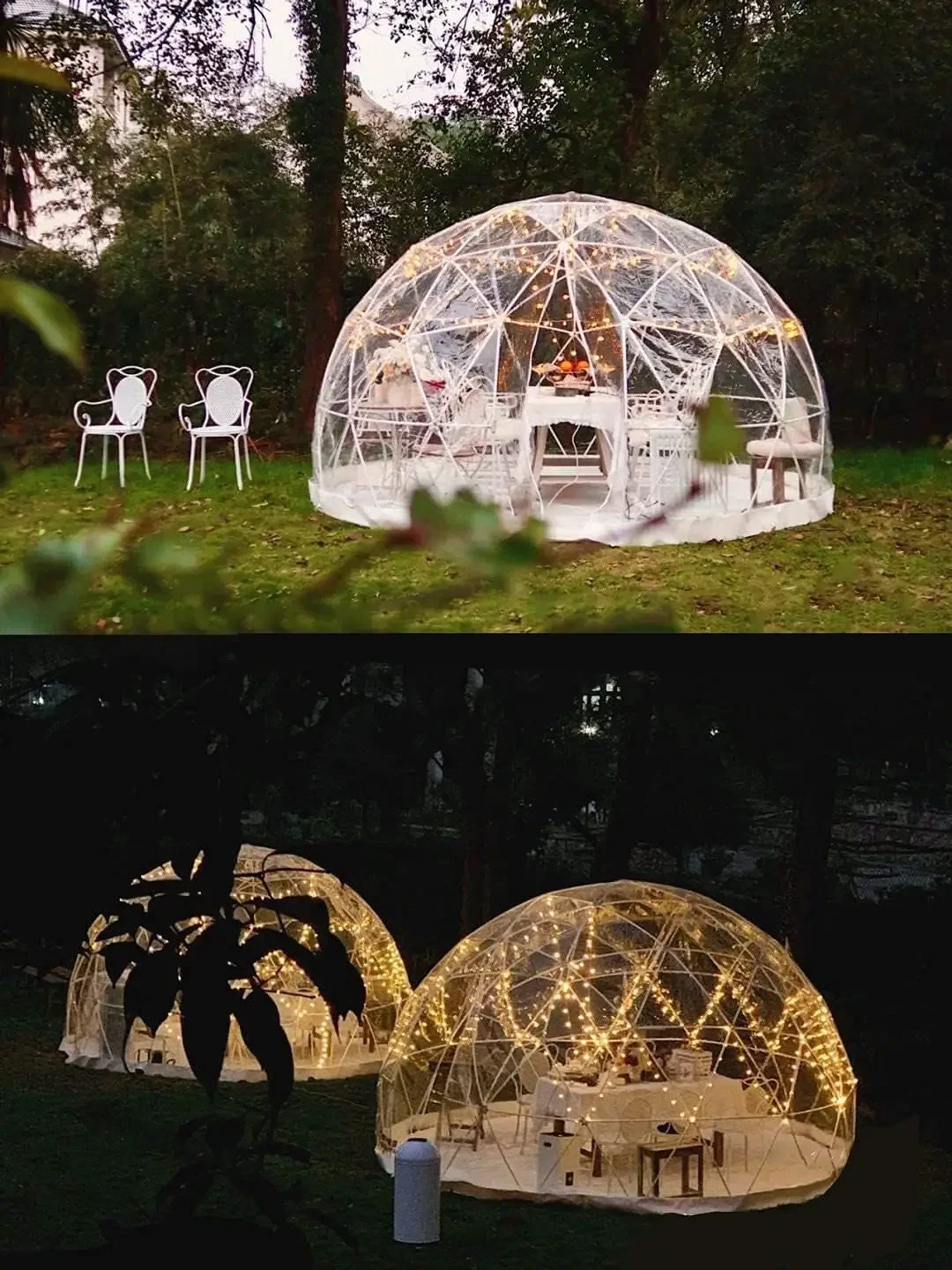 12FT Garden Dome House, Outdoor Clear Dome Tent Shelter Geodesic Dome 5-7 Person for Backyard Patios, Canopy, Customized
