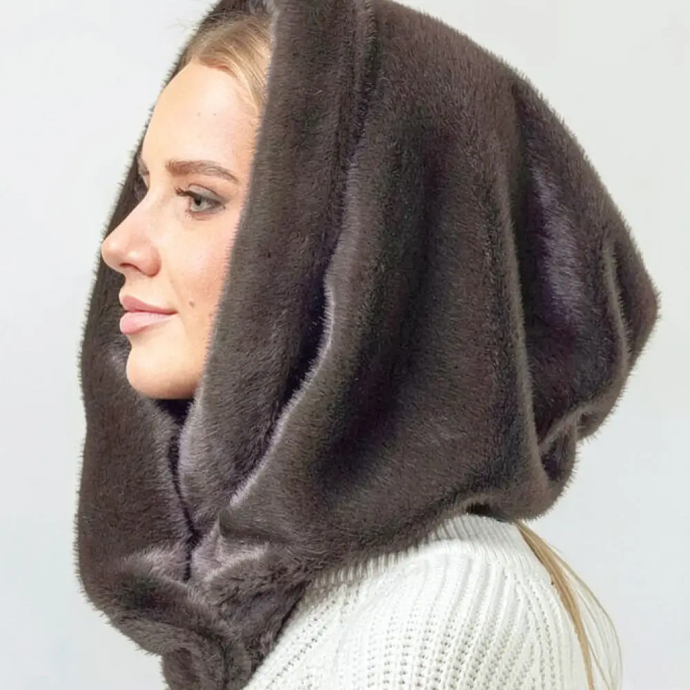 Warm Plush Hat Women Winter Thick Earflap Cap Scarf Integrated Fashion Cute Soft Thermal Cold Weather Outdoor Headgear Accessory