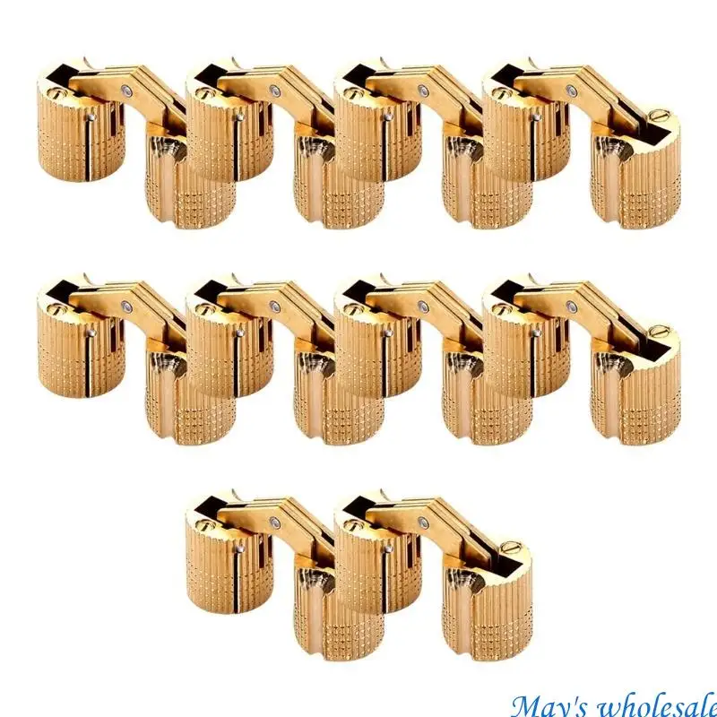

10Pcs Cylindrical Concealed Furniture Hinges Brass Barrels Hinges Easy to Install 448A