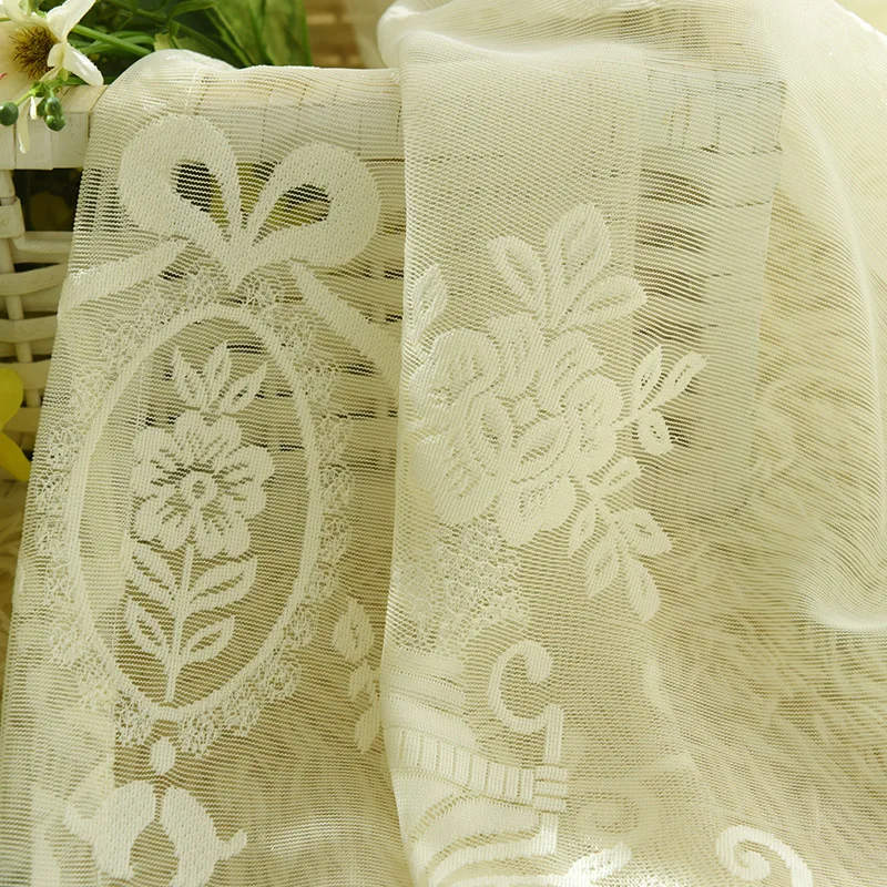 European Style Jacquard Warp Knitting Hollow Custom Size Luxury Sheer Curtains for Living Dining Room Bedroom