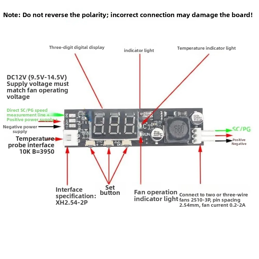 DC12V For PWM Fan Controller Temperature Control Regulator Noise Reduction For Chassis Server Cabinet Cooling System