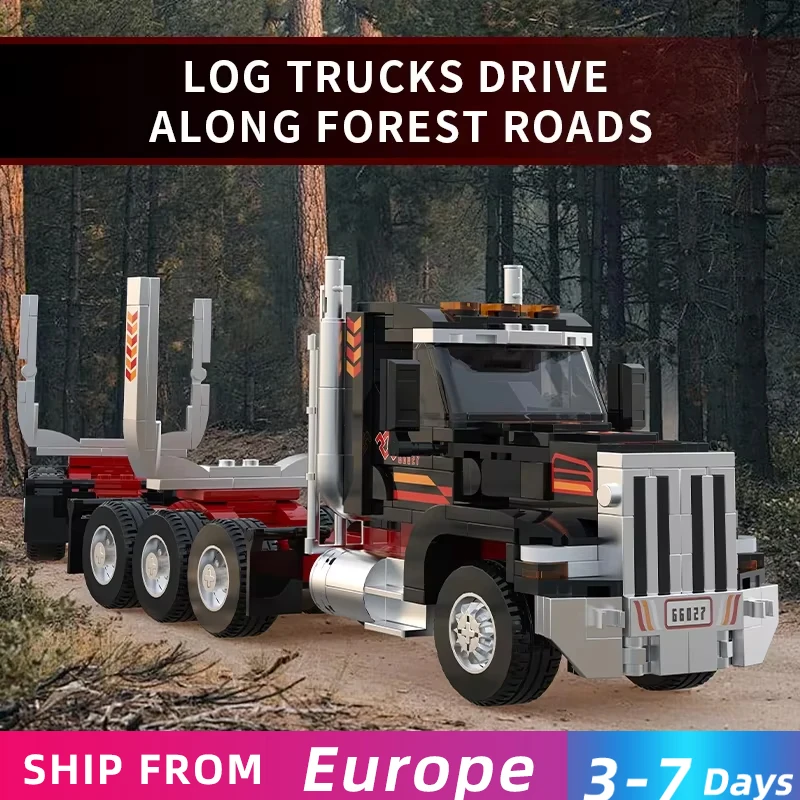 445 Piezas de Bloques de Construcción de Camión de Madera Estilo Americano, Modelo de Camión de Transporte de Madera Resistente, Ladrillos de Juguete, Regalo para Adolescentes, Adultos, Coleccionistas y Aficionados