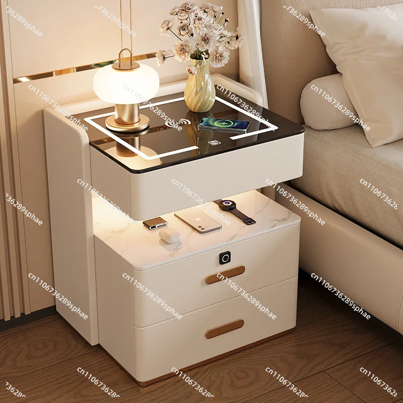 Installation-free new smart head cabinet modern simple solid wood bedroom home multi-function