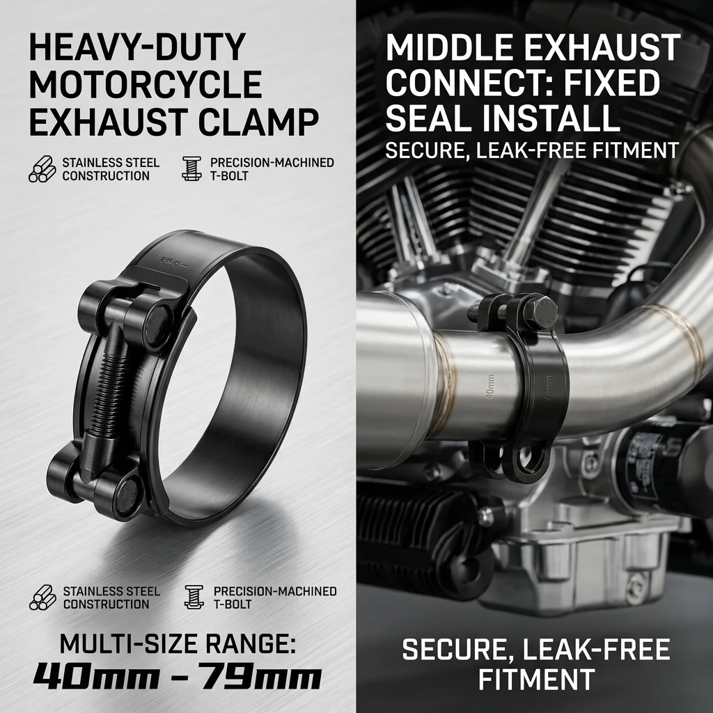 40-79mm 304 Stainless Steel Single Ear Cinch Clamps, Crimp Pinch Hose Clamp Rings for Exhaust, Fuel, Air & Water Pipe Connection