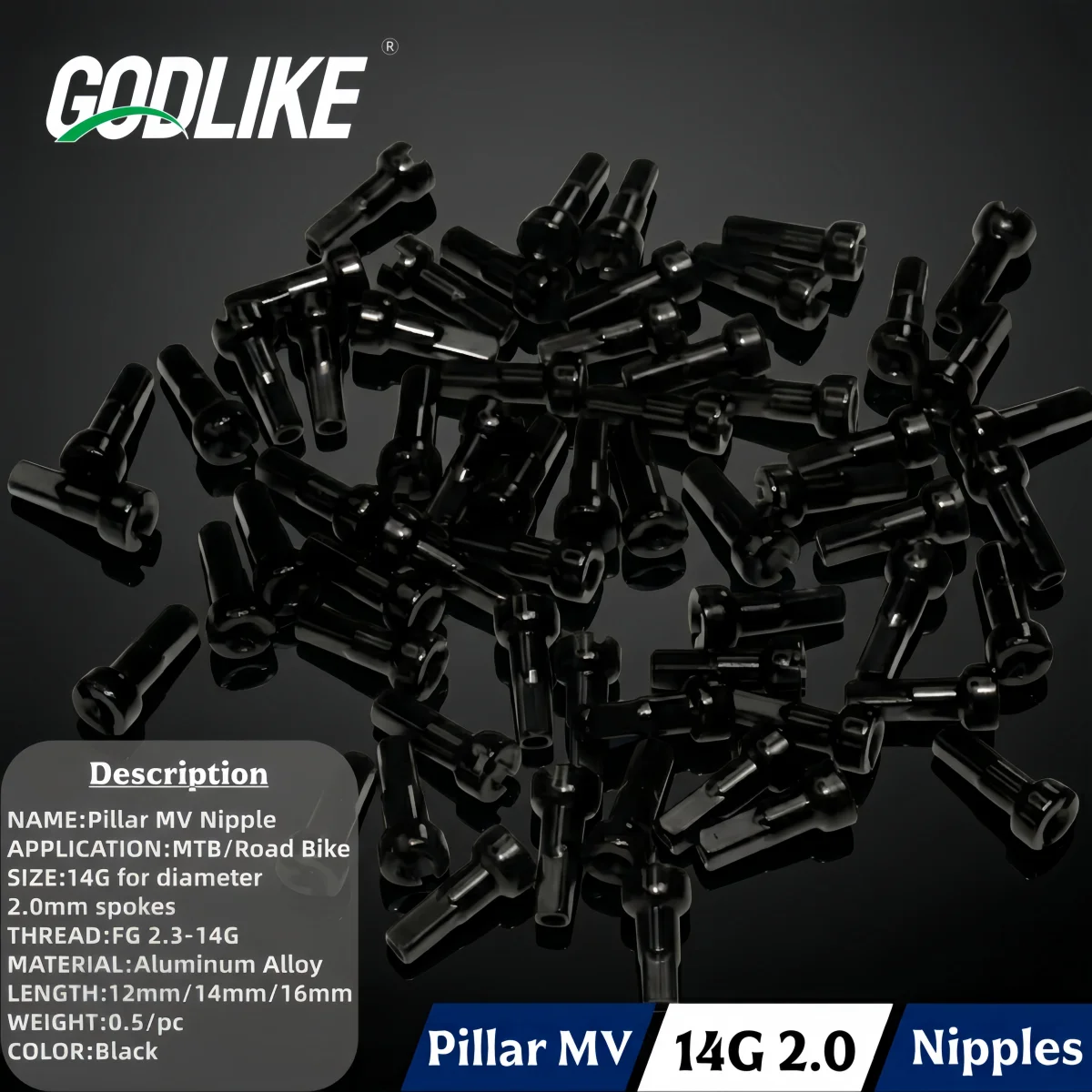 

Велосипедный шток подсветки Light Pillar MV 14G 2.0 с круглыми ниппелями 14 мм, черный, высокопрочный, 14 калибр, для MTB и шоссейных велосипедов, из алюминиевого сплава, вес 0.4 г