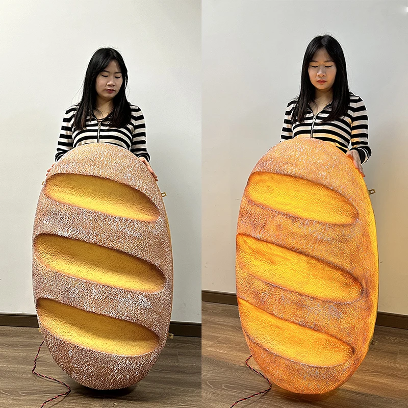 

Simulation bread model fiberglass sculpture custom baking shop creative sign door three-dimensional luminous wall hanging orname