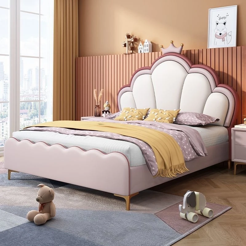 Modern simple girl bedroom light luxury leather ins Internet celebrity girl bed