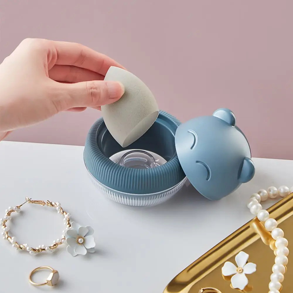 Egg Case Sponge Organizer Transparent Powder Puff Container Stand Storage Box Makeup Blender Puff Holder Puffs Drying Box