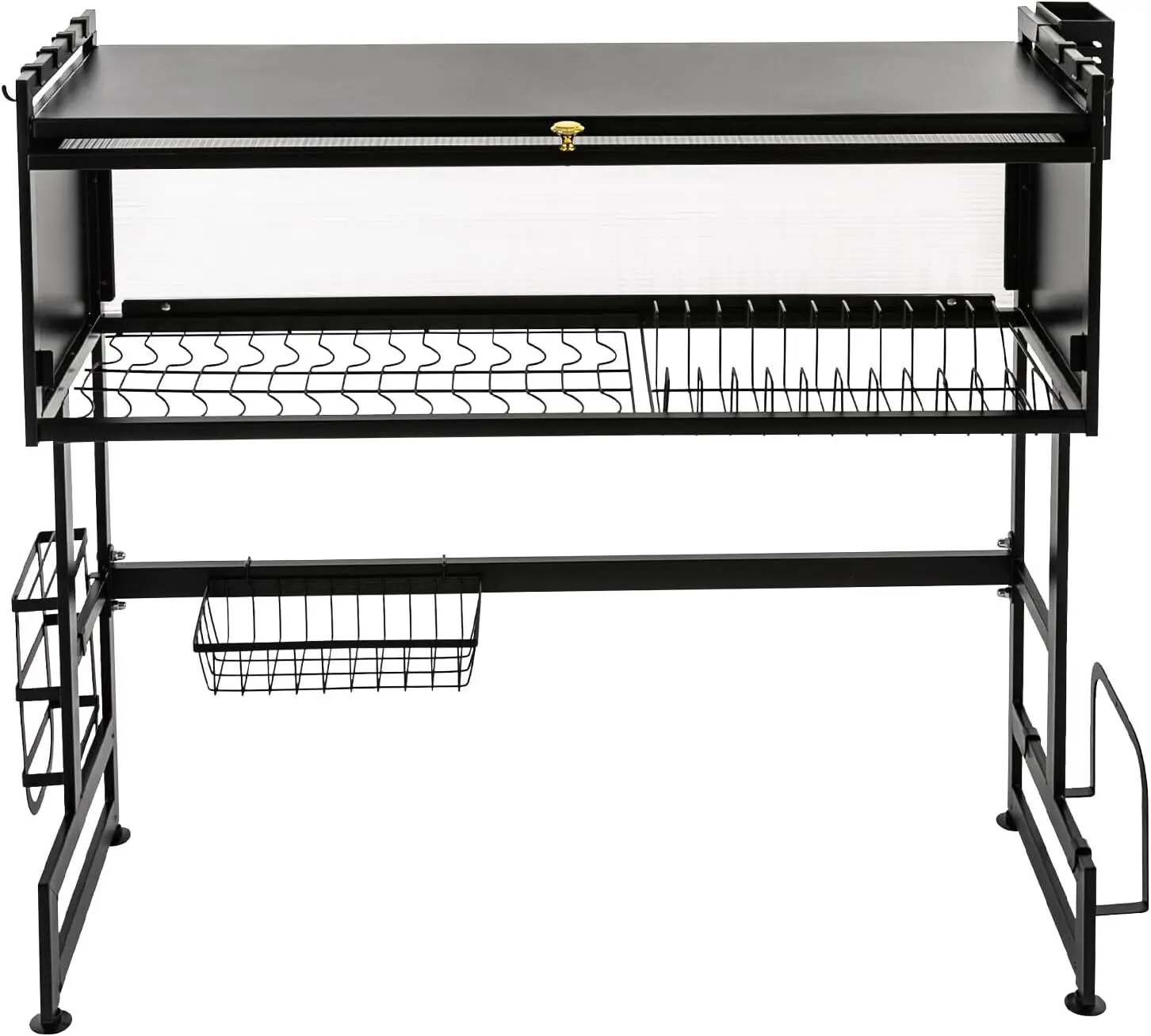 حامل كونترتوب أبيض حديث، فوق الحوض من الفولاذ الكربوني، مطاط، تجفيف أدوات المائدة للكمبيوتر الشخصي، رف تجفيف الأطباق، تجفيف الأطباق من طبقتين