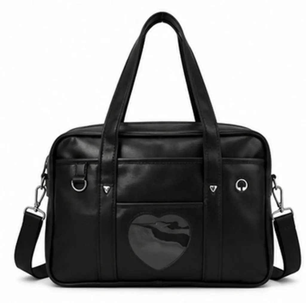 Stylish Waterproof Laptop Carrying Bag Faux Heart Pattern School Handbag Large Capacity Tote for Women Daily Commute
