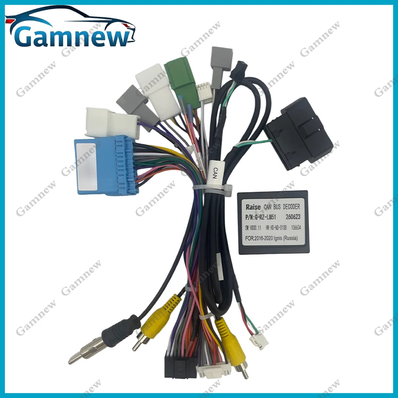 Car 16pin Wiring Harness Adapter Canbus Box Decoder Android Radio Power Cable For Suziki Ignis XBee Baleno Hustler 2015+