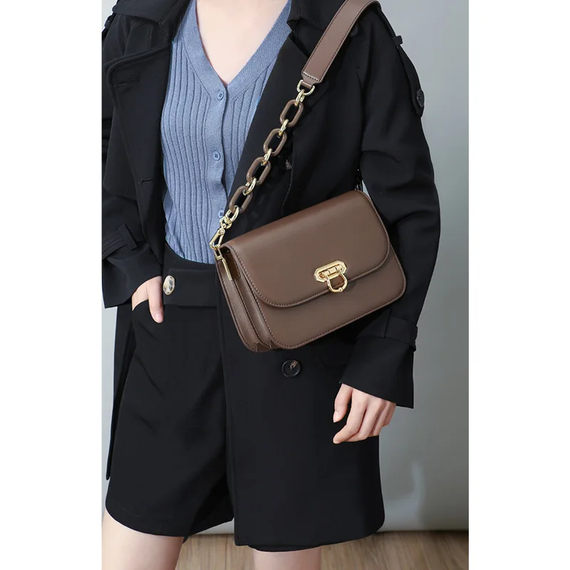 Bag 2023 New Genuine Leather Underarm Bag Chain Bag Fashion Crossbody Bag 2022 One Shoulder Small Square Bag