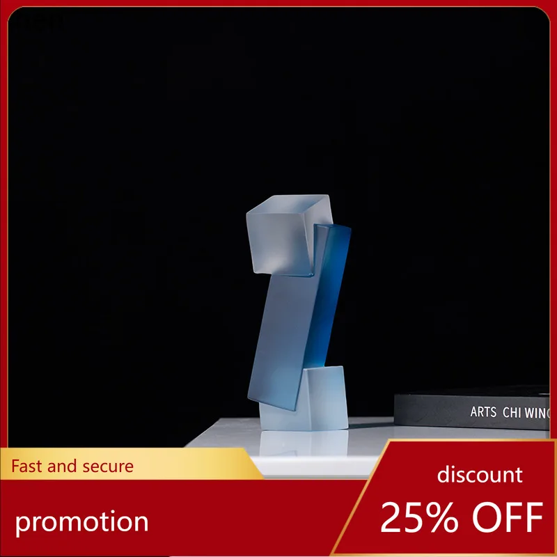 

YFY Modern Light Luxury Transparent Resin Blue Acrylic Ornament for Exhibition Hall Model Room Entrance Decoration