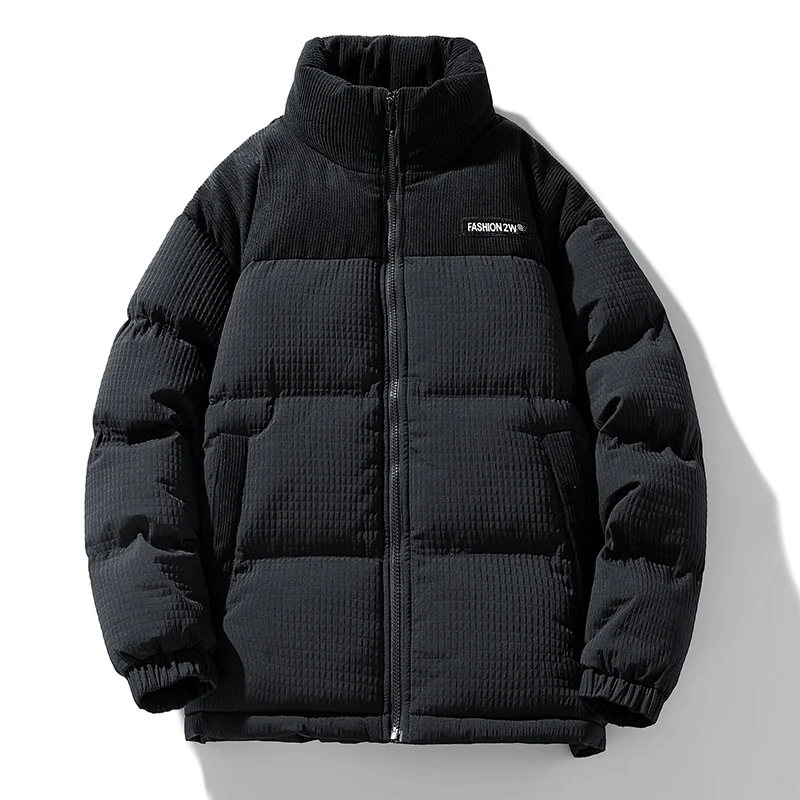 

Thiened Corduroy Color Blo Warm Bread Sle Cotton Jaet Stand Collar Youth Faion Winter Outerwear for Men And Women