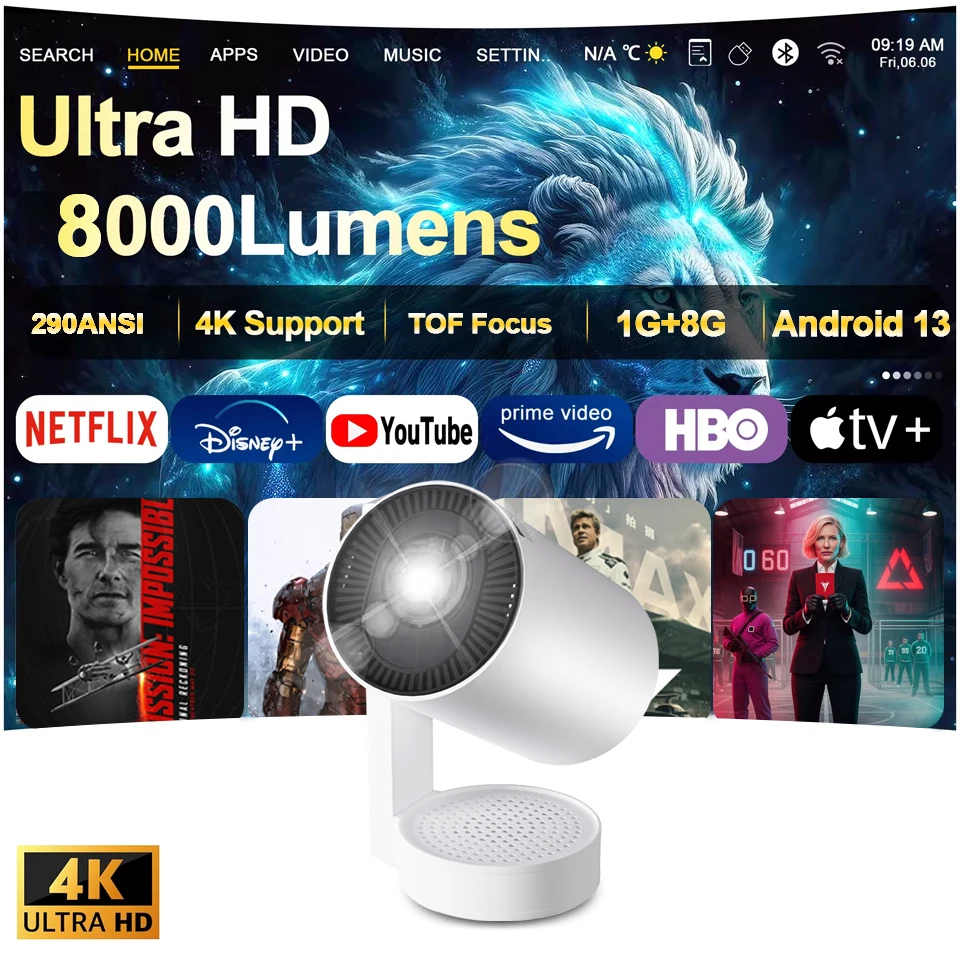 

300Ultra Projector Pro Supports 4K Android13 WiFi Wireless Suitable for Mobile Phones Notebooks Home Theater Projectors PK HY300