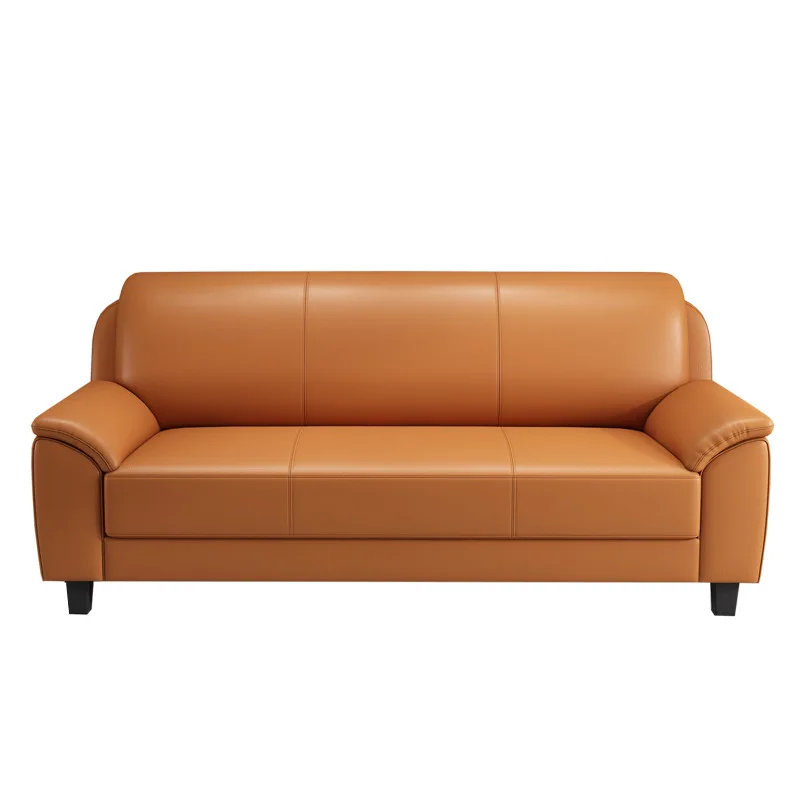 

Leather sofa small apartment, three-person living room combination, modern and simple