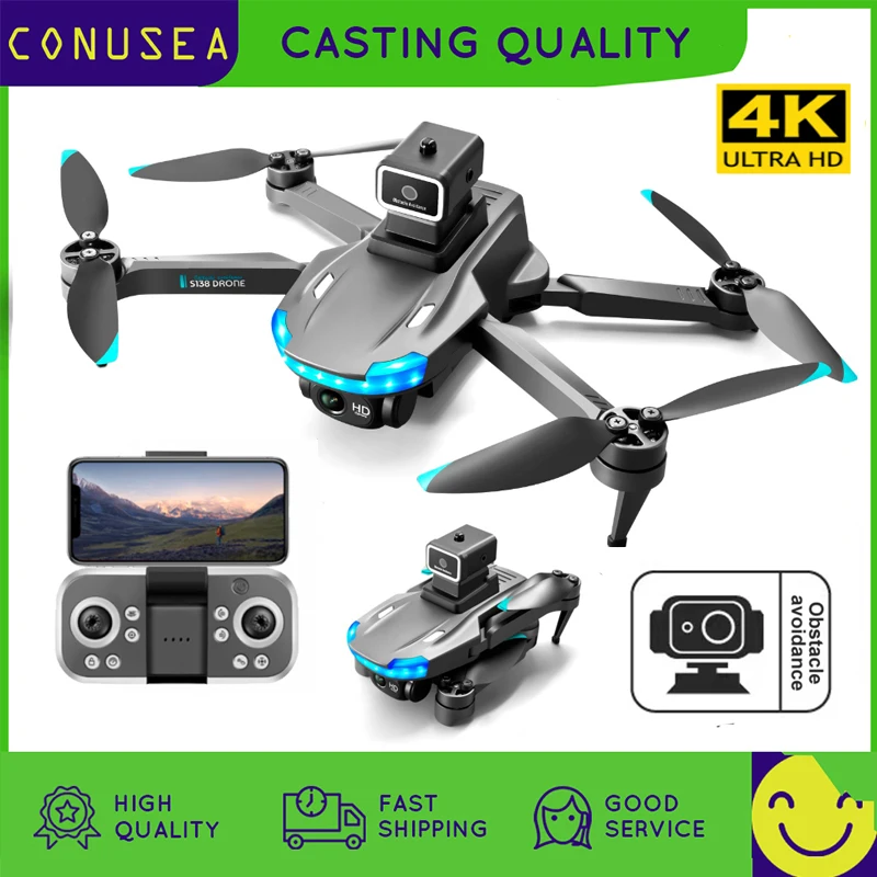 S138 Dron Rc Drones 4K Camera Drone Professional Fpv Wifi Quadcopter Obstacle Brushless Optical Flow Remote Control Helicopter