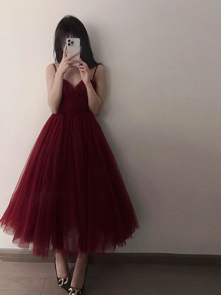 Ele rouge mariage Dr pour les femmes cérémonie d'anniversaire vêtements haut de gamme sentiments Sexy Neline Svel jupe longue