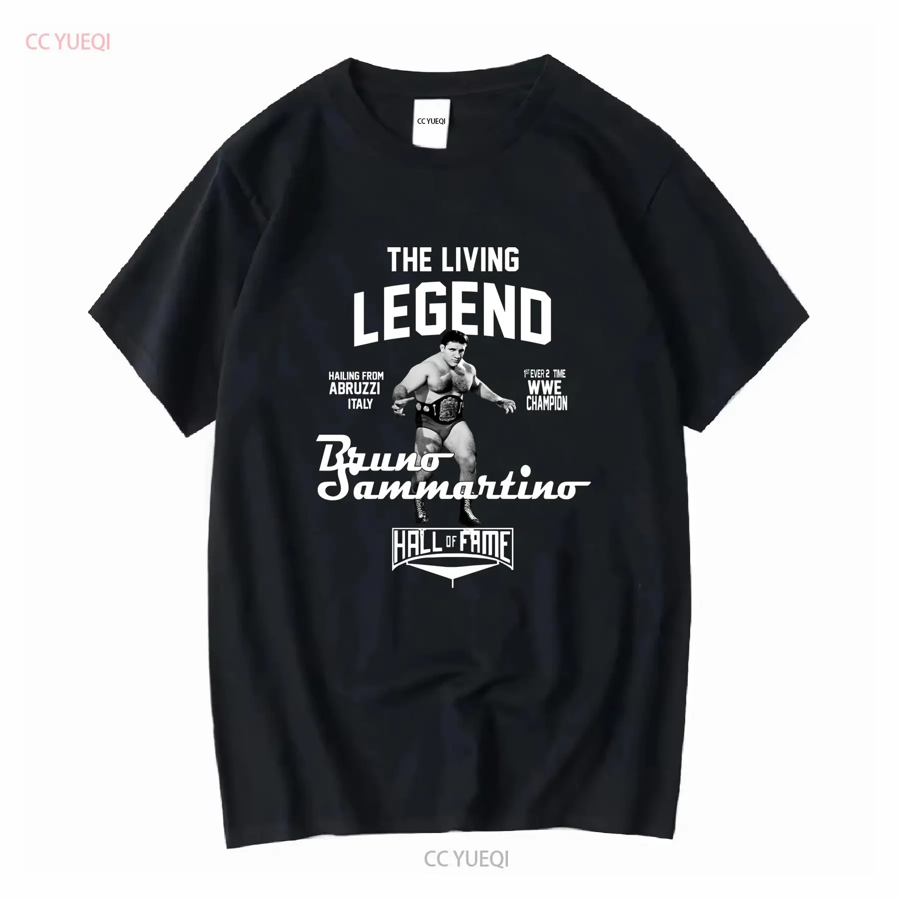 Bruno Sammartino The Living Legend camiseta para hombre negra todas las tallas HH4974 manga larga o corta vintage lavada