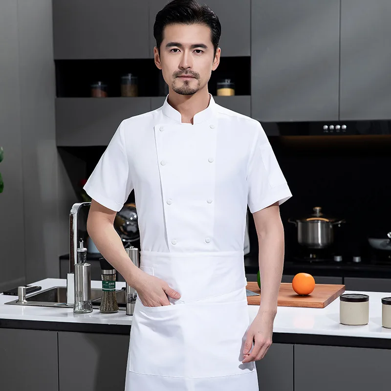 Chef Work Clothes Short Sleeve Men Hotel Restaurant Baking Pastry Kitchen Staff Catering Pastry Chef Kitchen Uniform Chef Jacket